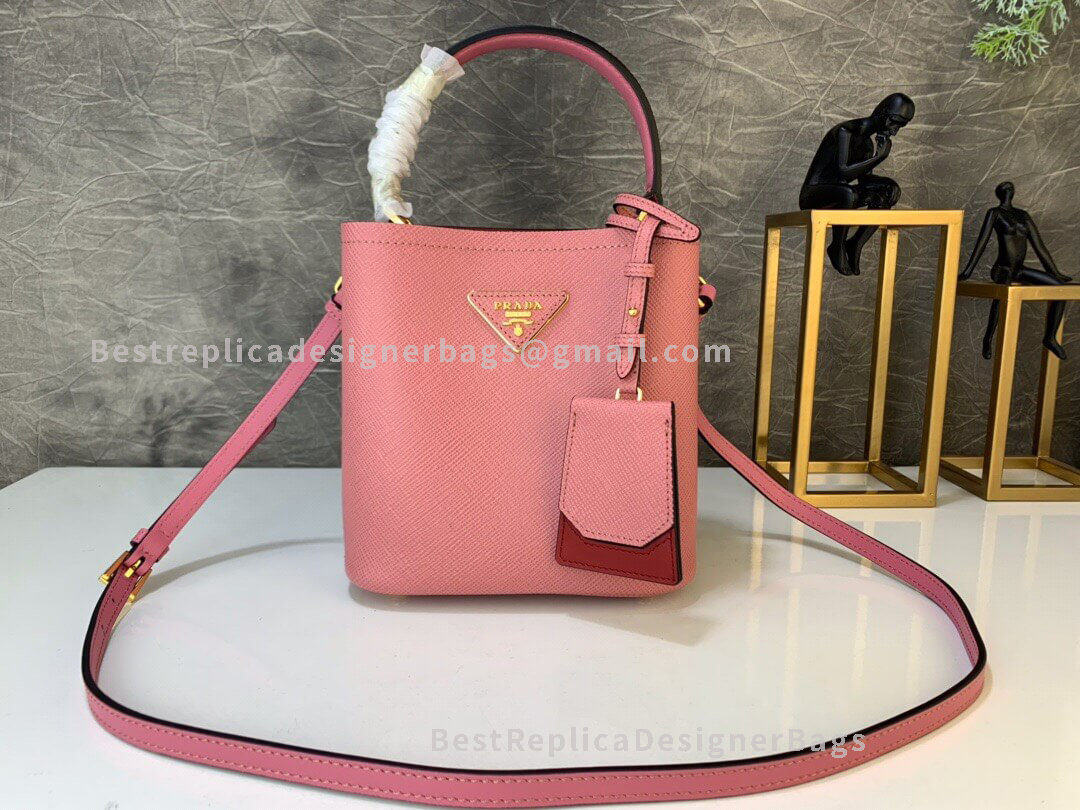 Prada Pink Mini Saffiano Leather Bucket Bag GHW 217